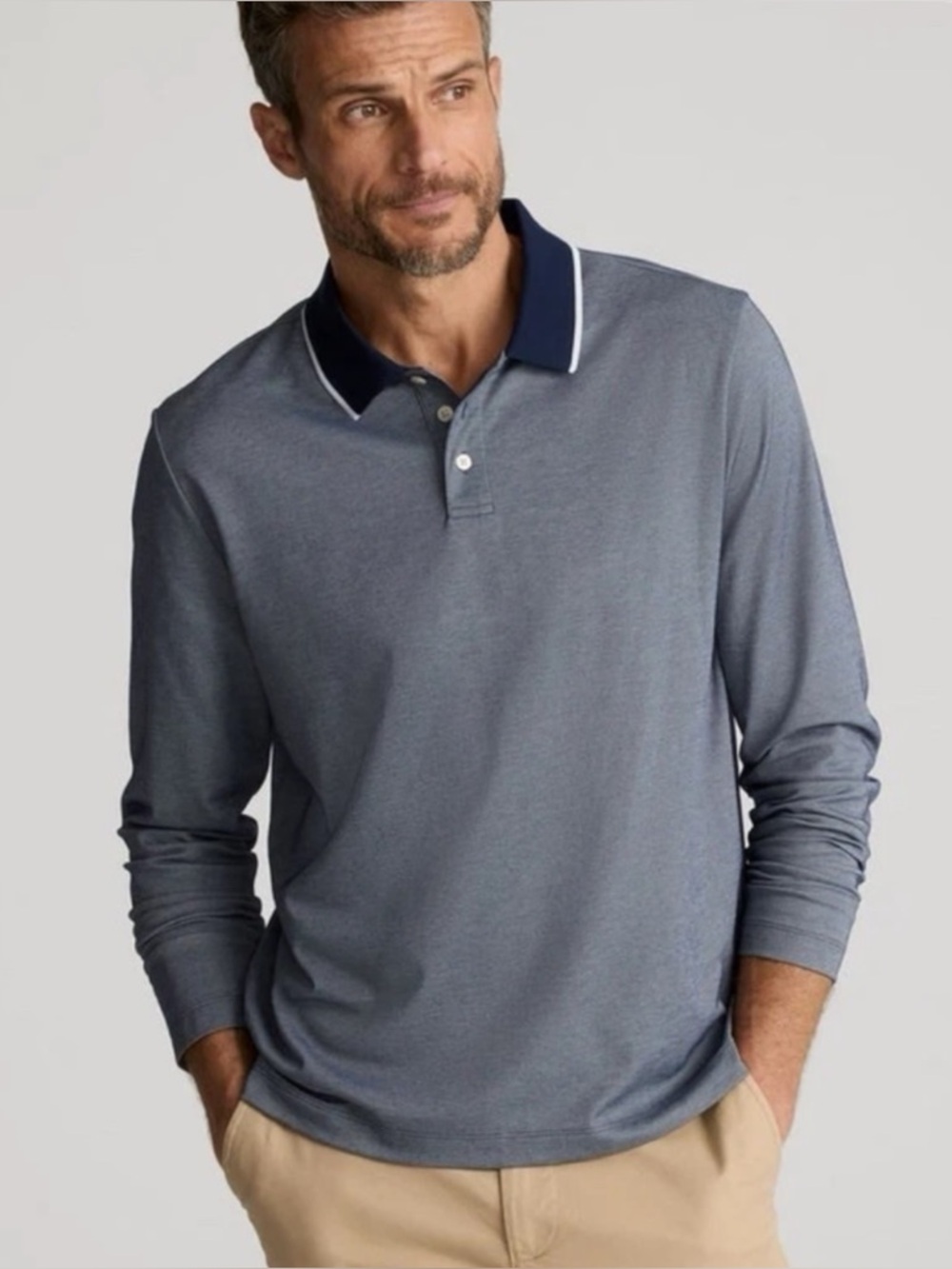 New UNTUCKIT Tipped Performance Long-Sleeve Polo Size XL Navy Golf